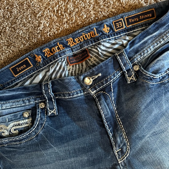 Rock Revival Blue Skinny Jeans with Distressed Detailing - Picture 2 of 6